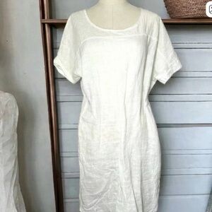Italian linen Lungo L’arno boho glam shabby chic white dress with sequin details